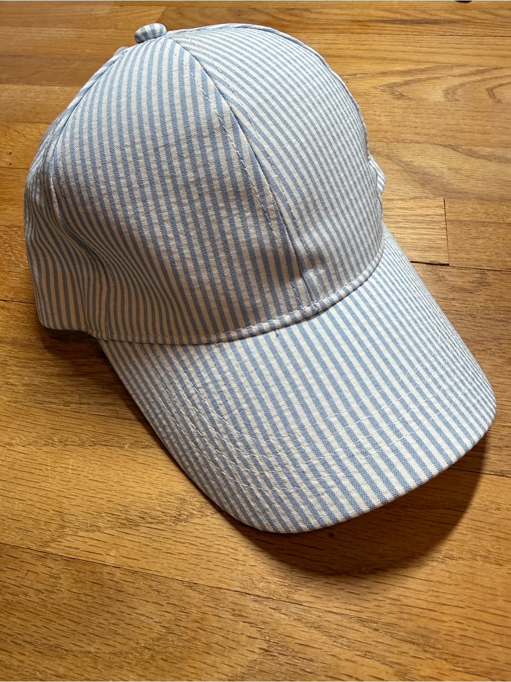 Vince Camuto Blue and White Striped Cotton Hat with Back Bow